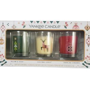 Yankee Candle Holiday Scented Candle Set Balsam Cedar Christmas Cookie Cinnamon